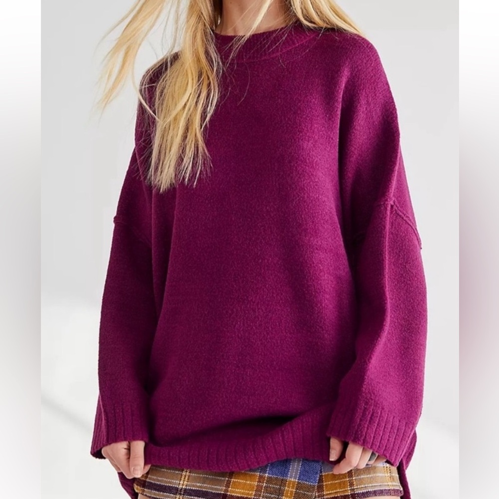 NWOT Free People Peaches Oversized Tunic Sweater in Plum Caspia Women’s Medium - Picture 6 of 16